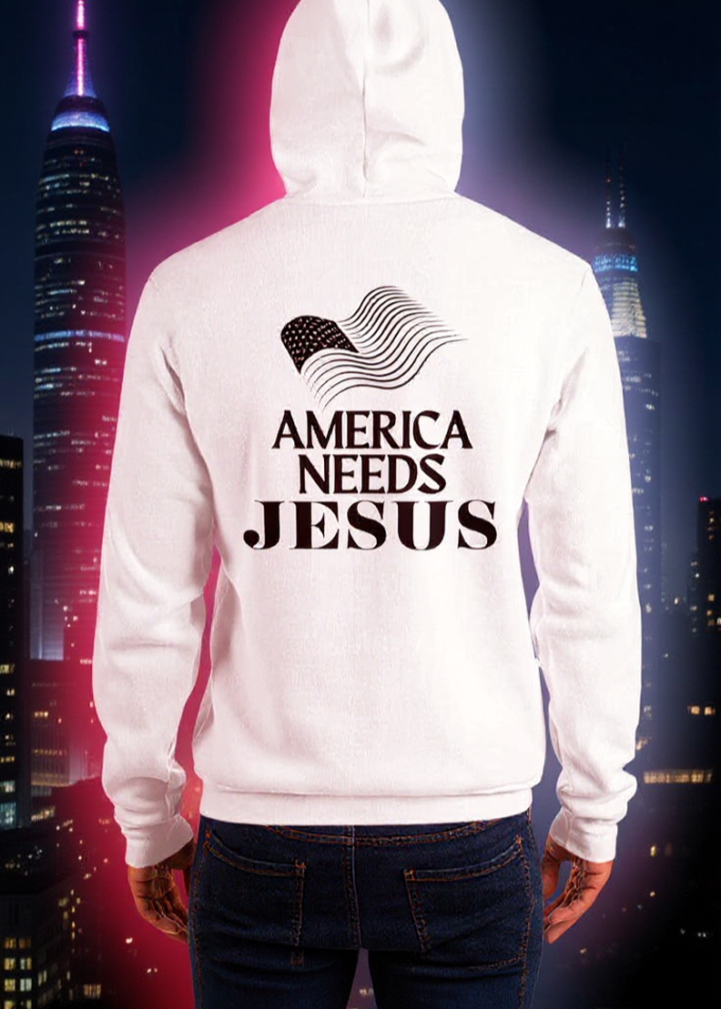 America Needs Jesus Soft Comfy Fitted Pullover Unisex Hoodie