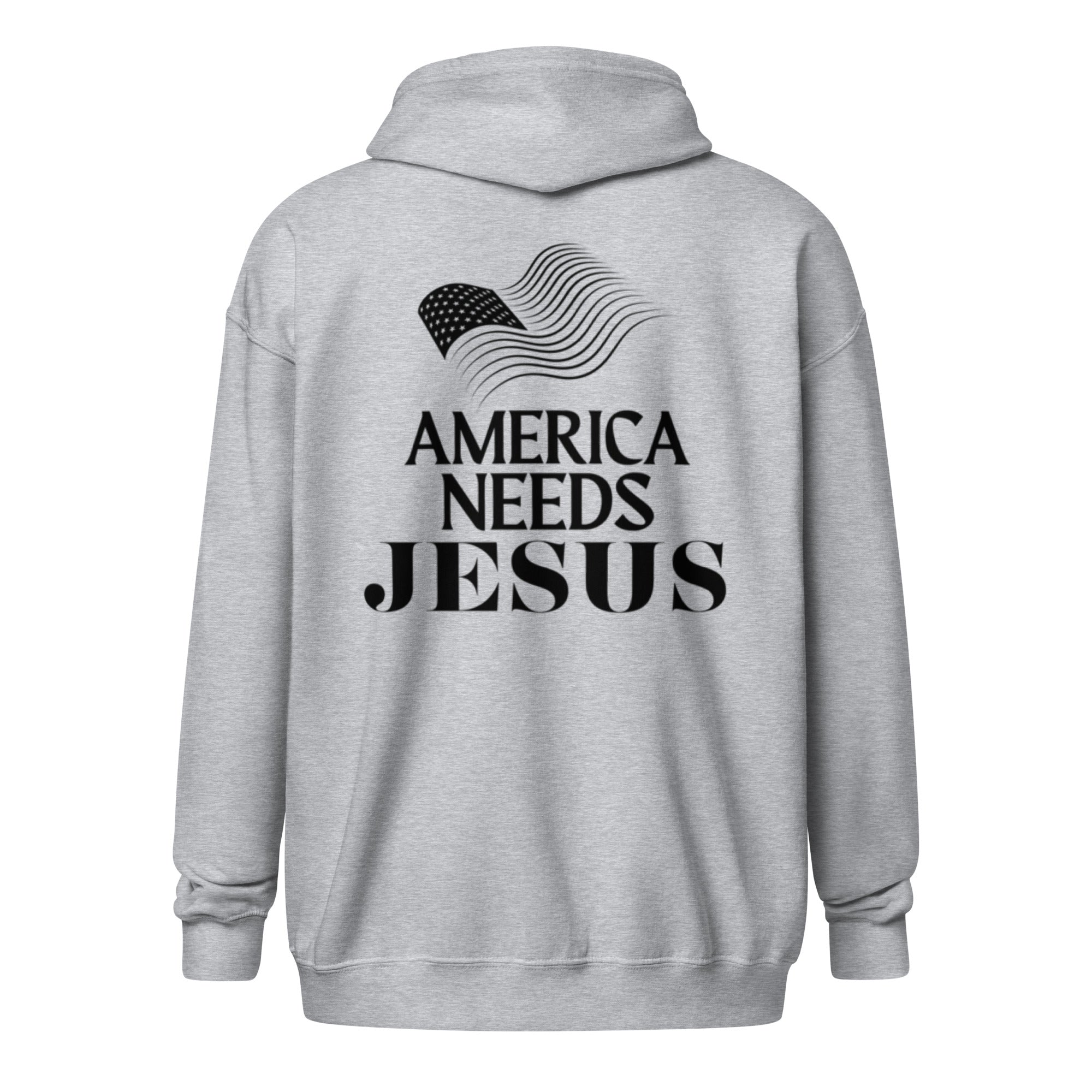 America Needs Jesus Unisex heavy blend zip hoodie