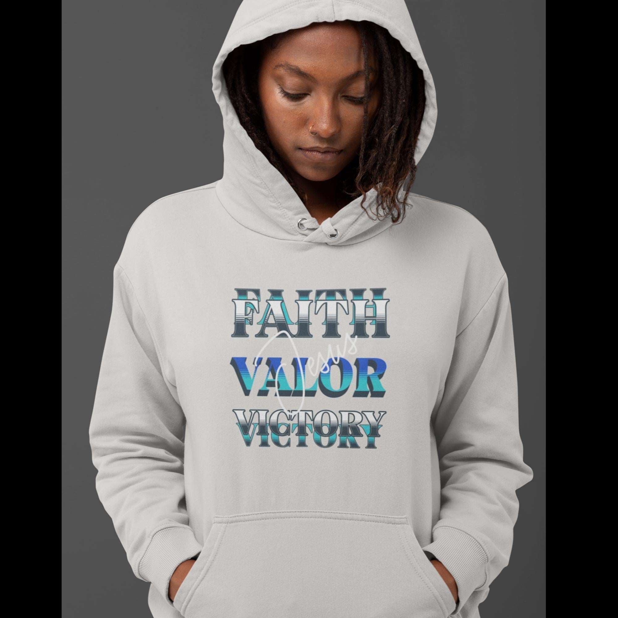 Faith Valor Victory Thru JESUS Unisex Hoodie