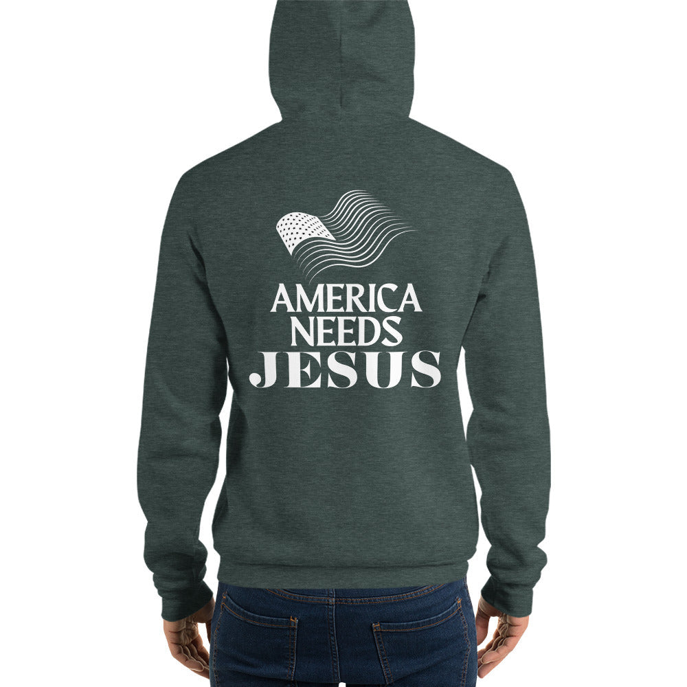 America Needs Jesus Soft Comfy Fitted Pullover Unisex Hoodie