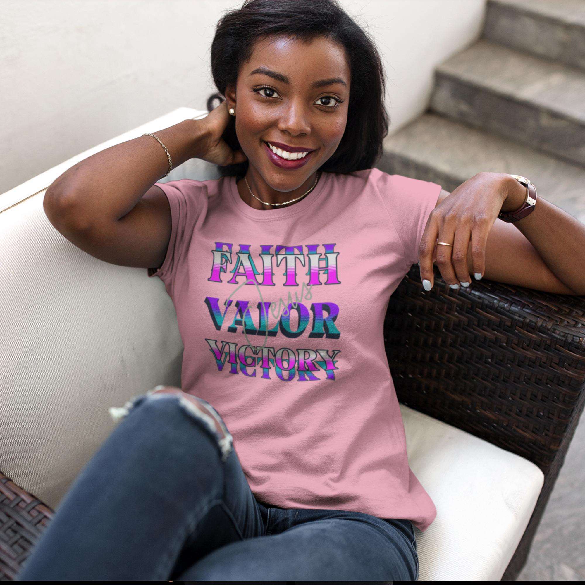 Faith Valor Victory Thru Jesus Women's short sleeve t-shirt