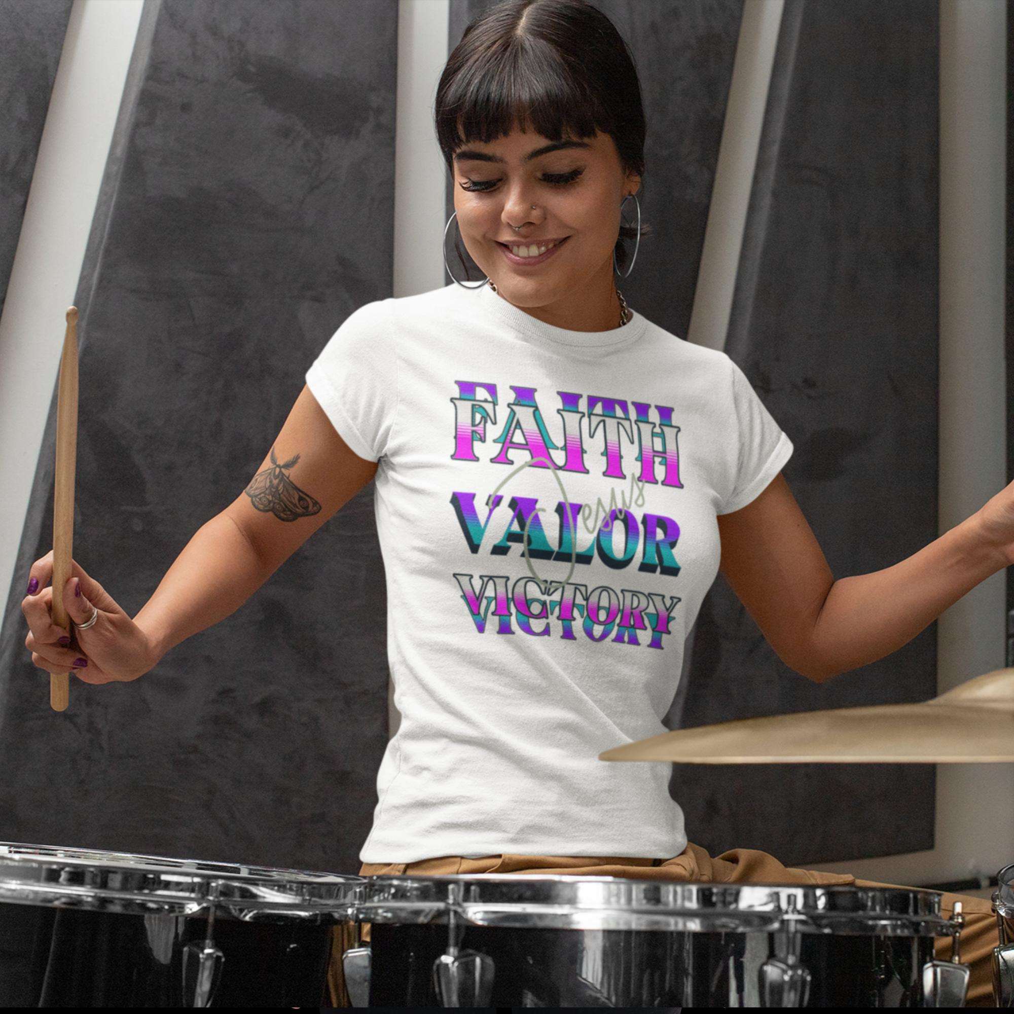 Faith Valor Victory Thru Jesus Women's short sleeve t-shirt