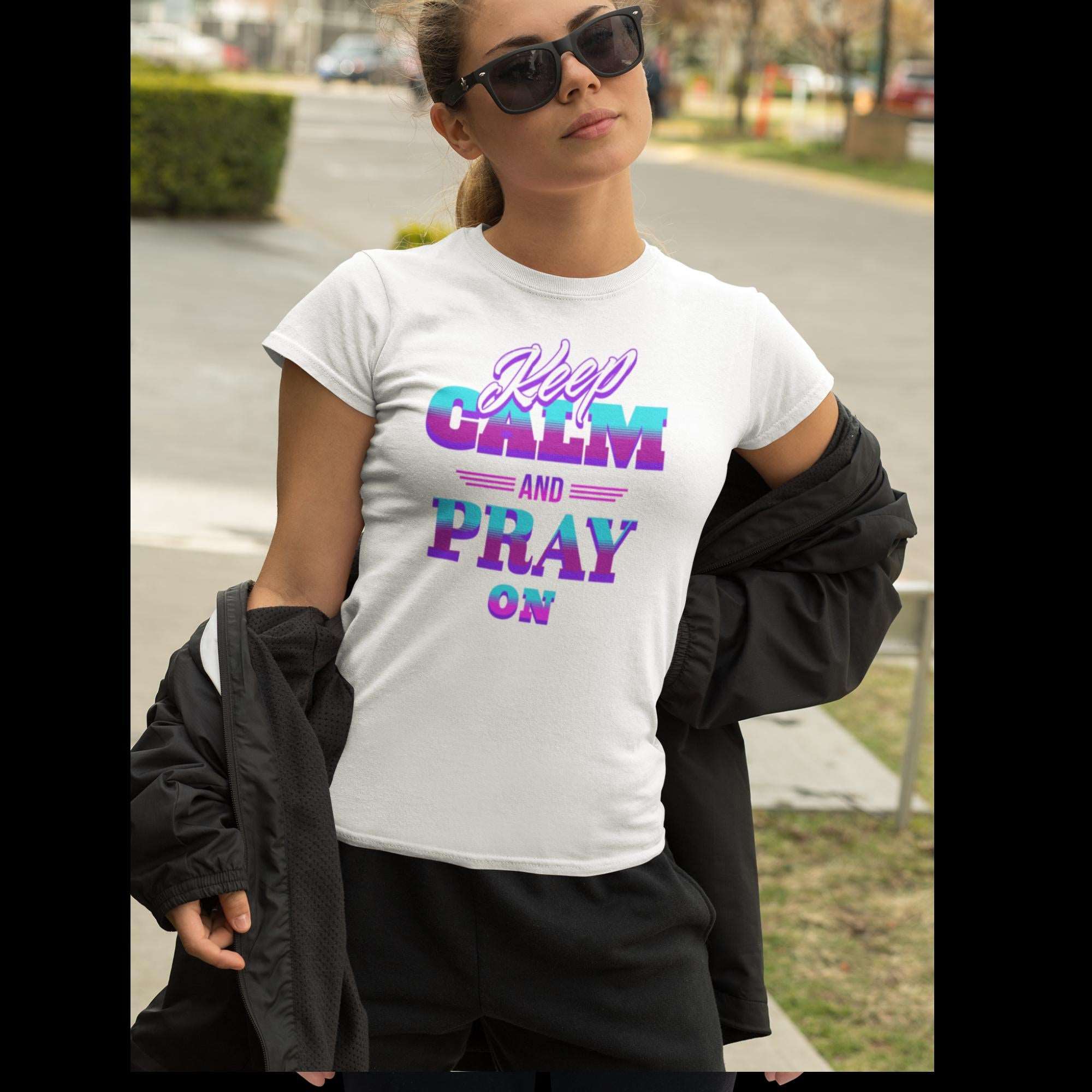 Keep Calm and Pray On Women's short sleeve t-shirt